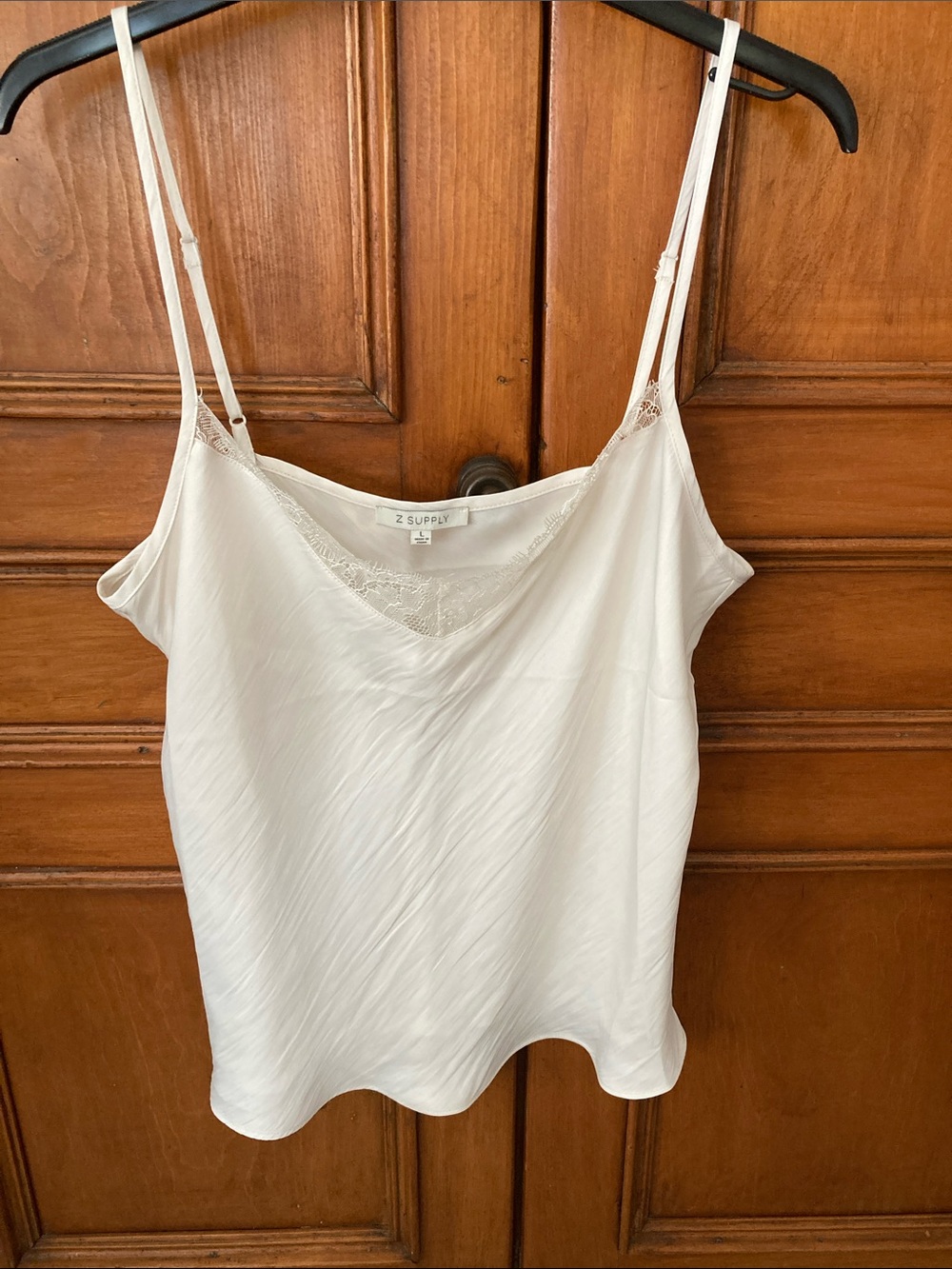 Z Supply Ivory Satin Lace-Trim Cami